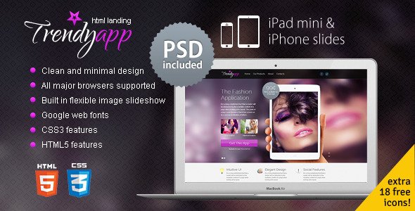 TrendyApp - HTML5/CSS3 App Showcase Landing Page
