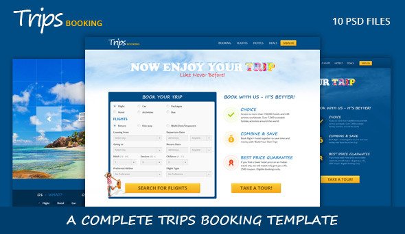 Trips Booking Template PSD Retail
