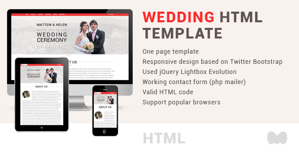 Wedding one page html template Entertainment