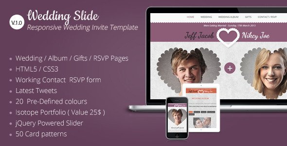 Wedding Slide Responsive Wedding Invite Template Entertainment