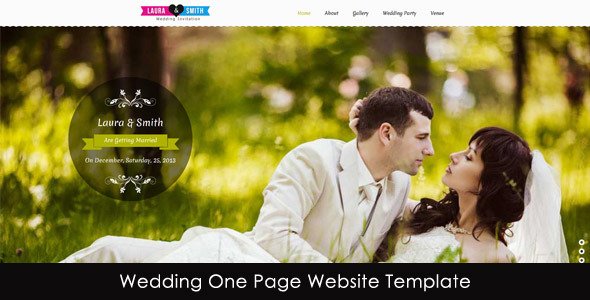 Wedding Single Page Website Template Entertainment