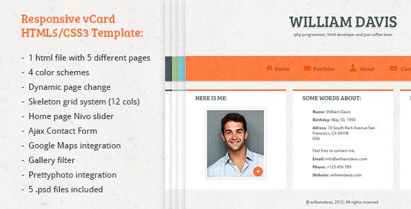 William Davis vCard - Responsive HTML5 Template Personal