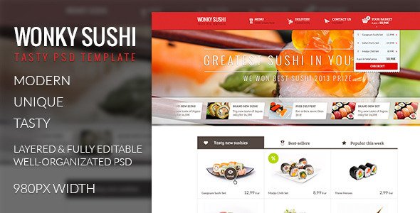 Wonky Sushi - Tasty PSD Template Retail