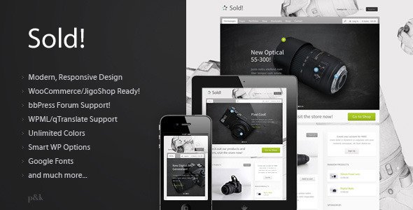 WordPress Sold! Responsive/E-Commerce Theme WordPress eCommerce