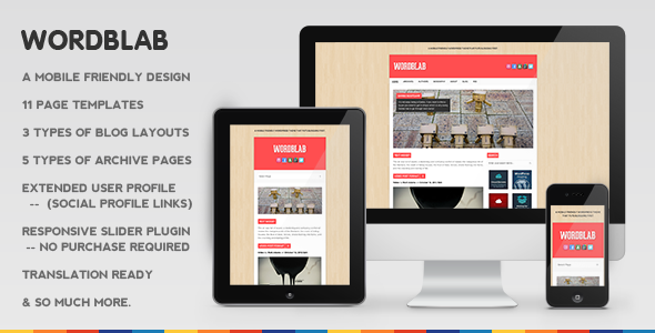 Wordblab Responsive Blogging Theme WordPress Blog/Magazine