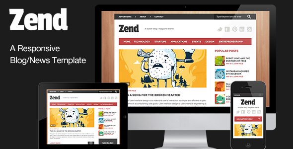 Zend - Responsive Blog/Magazine HTML template Entertainment