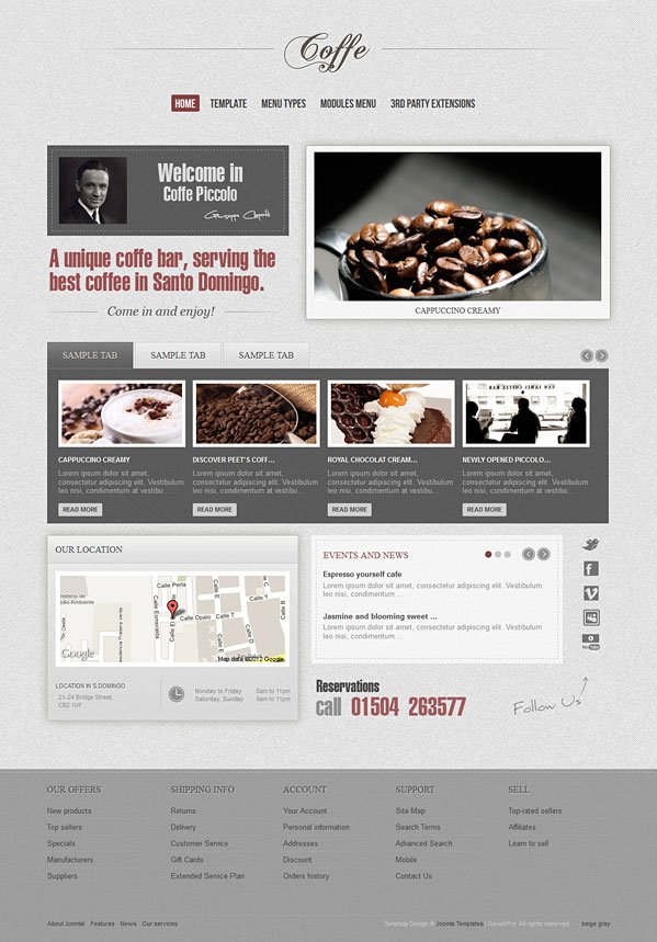 Coffe Food and restaurant premium Joomla 2.5 template