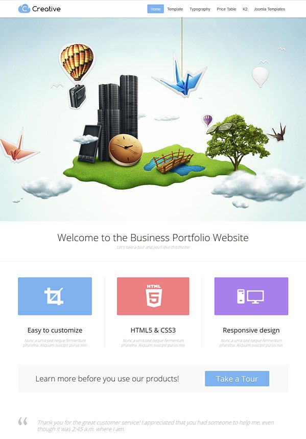 Creative Responsive portfolio Joomla 2.5 & 3.0 business template with paralla