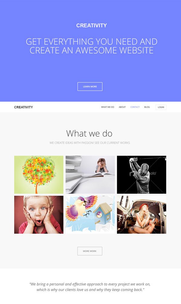 Creativity Responsive one page portfolio Joomla template