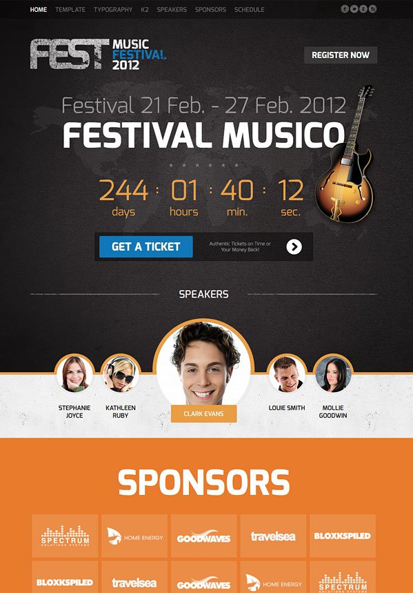 Fest Outstanding template for Joomla Events