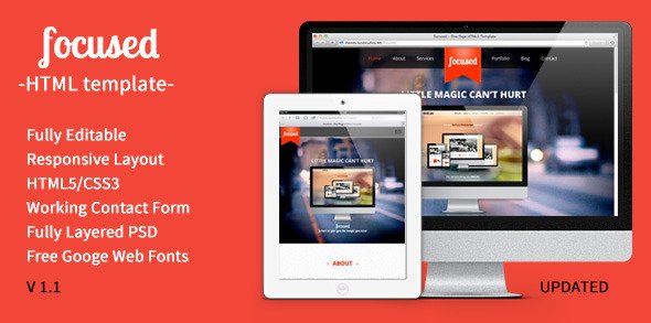 focused - One Page HTML5 Template Creative