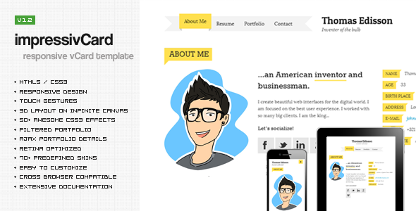 impressivCard - Responsive HTML5 vCard Template Personal
