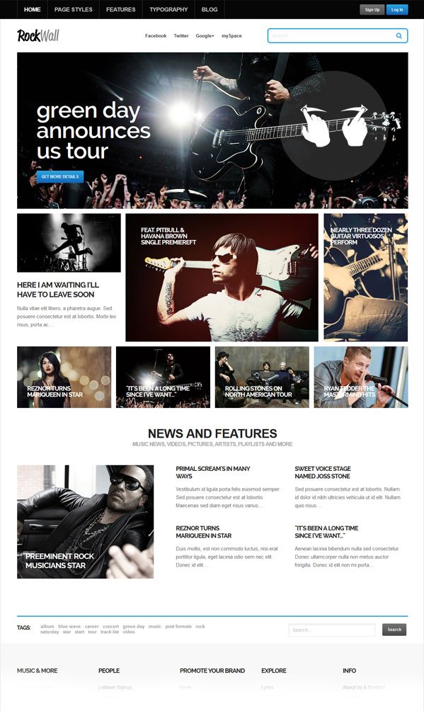 RockWall WordPress music theme designed for musicians bands artist bloggers and