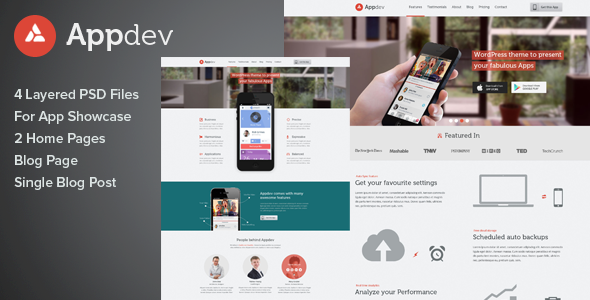 Appdev - Mobile App Showcase PSD Template