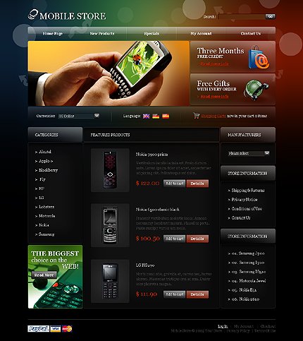 Black & Brown Mobile Store osCommerce Template by Mira osCommerce  TMT