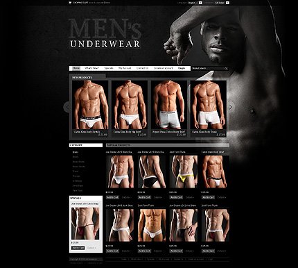 Black Men's Underwear osCommerce Template by Mercury osCommerce  TMT