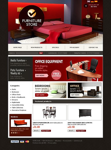 Black & White Furniture osCommerce Template by Nessy osCommerce  TMT