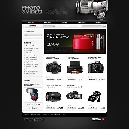 Black & White Electronics Store osCommerce Template by Cowboy osCommerce  TMT