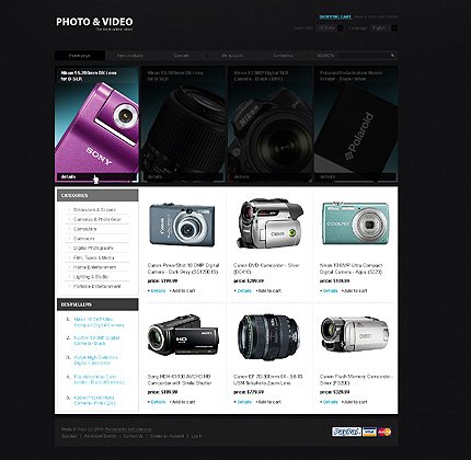 Black & White Video Store osCommerce Template by Di osCommerce  TMT