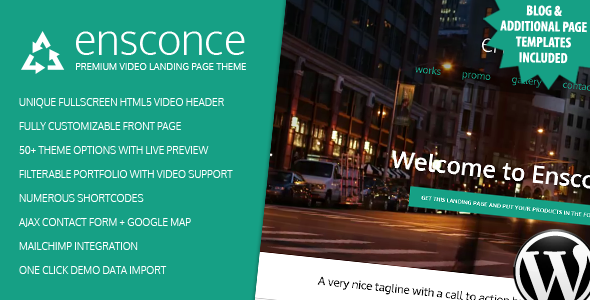 Ensconce - Responsive WordPress Video Landing Page