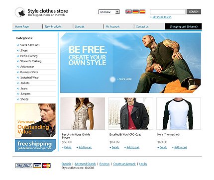 White Apparel osCommerce Template by Matrix osCommerce  TMT