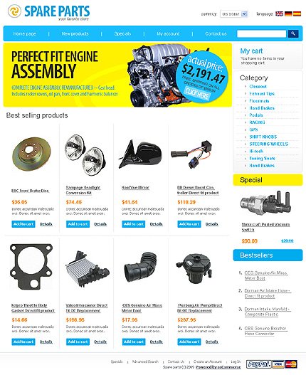 White Auto Parts osCommerce Template by Di osCommerce  TMT