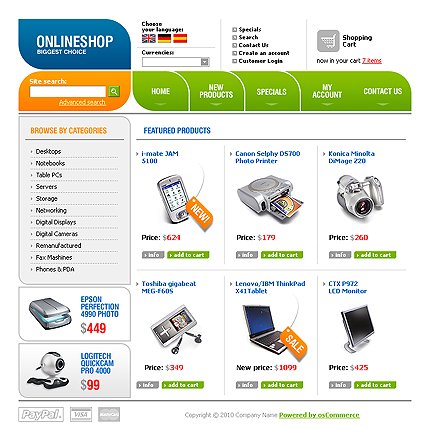 White Electronics Store osCommerce Template by Oldman osCommerce  TMT
