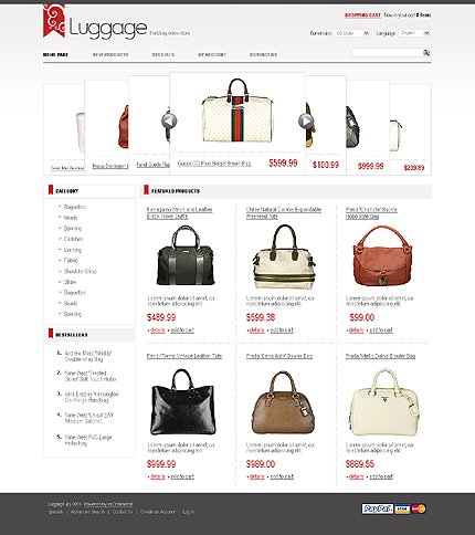 White Handbag osCommerce Template by Di osCommerce  TMT