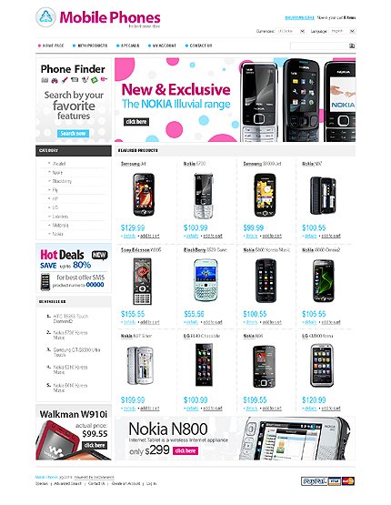 White Mobile Store osCommerce Template by Di osCommerce  TMT