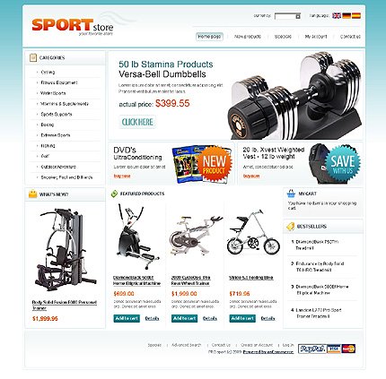 White Sports Store osCommerce Template by Di osCommerce  TMT