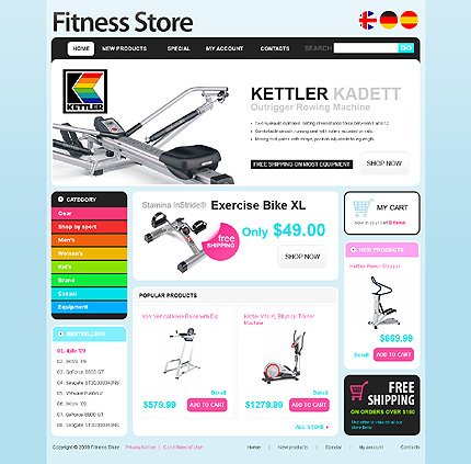 White Sports Store osCommerce Template by Mercury osCommerce  TMT