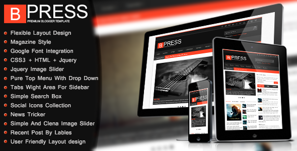 Bpress - New & Responsive/Magazin Blogger Template