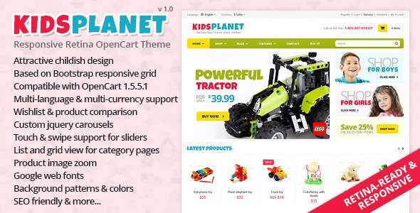 Kids Planet - Responsive Retina OpenCart Theme