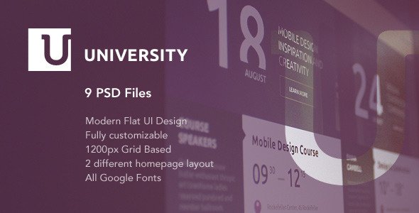 University – Education Flat UI PSD Template