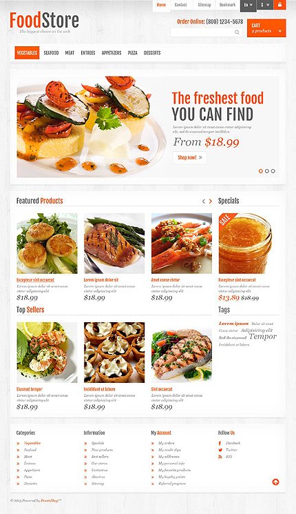 White Food Store PrestaShop Theme by Hermes PrestaShop  TMT