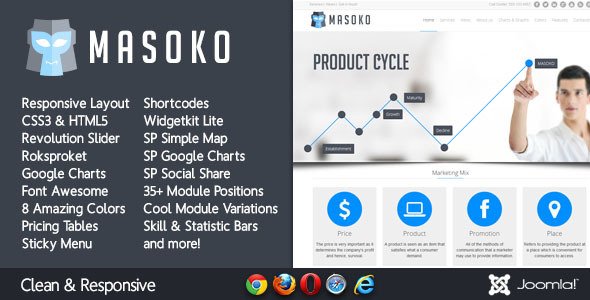 Masoko - Clean Responsive Marketing Joomla Theme
