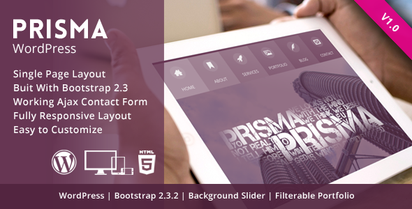 PRISMA - One page Responsive WordPress Theme