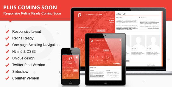 Plus Responsive Retina Ready Coming Soon