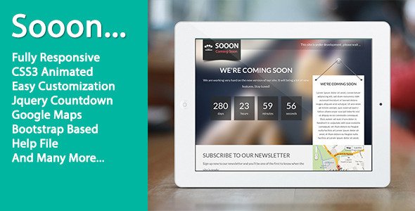 Sooon - Animated Clean Coming Soon Template