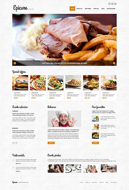 White Cafe and Restaurant Joomla Theme by Di Joomla  TMT