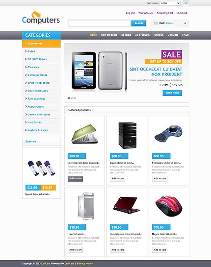 White Computer Store Zen Cart Template by Hermes Zen Cart  TMT
