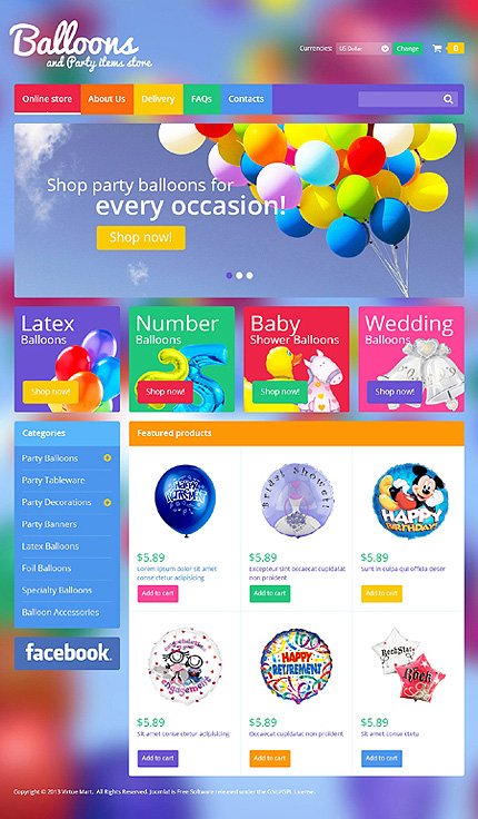 Balloons & Party Items VirtueMart Templates  TMT