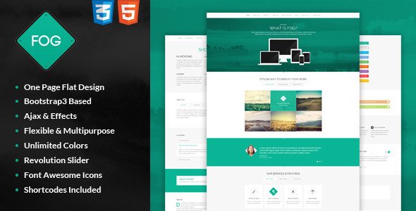 FOG - Flat One Page Bootstrap3 Template