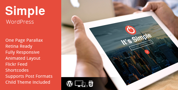 SIMPLE - Onepage Parallax Retina WordPress Theme