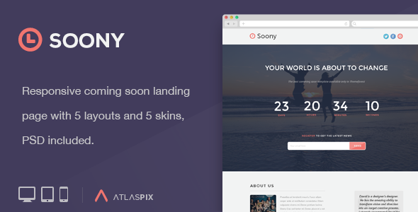 Soony - Multipurpose Coming Soon Page