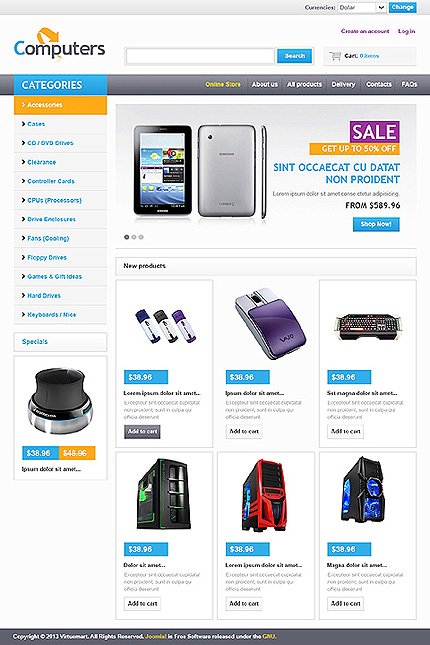 White Computer Store VirtueMart Template by Hermes VirtueMart Templates  TMT