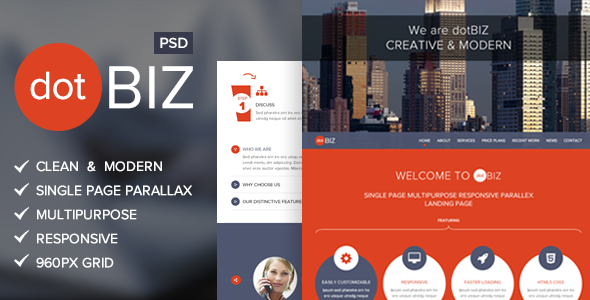dotBIZ | Multi-Purpose Parallax PSD Landing Page