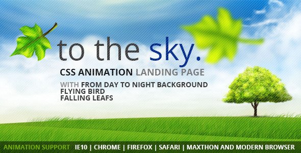 to the Sky. CSS Animation Landing Page