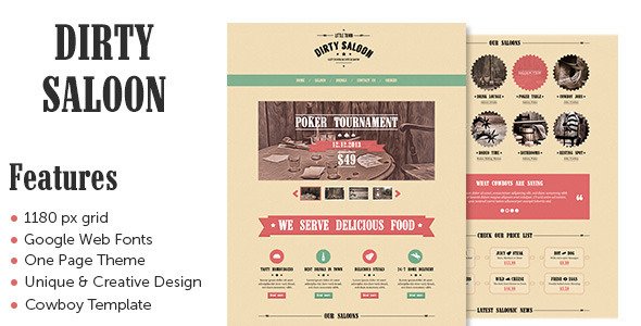 Dirty Saloon - A Rugged Cowboy Template