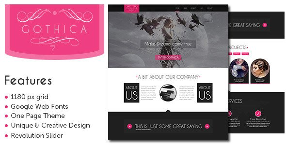 Gothica - A one Page Wordpress Theme in Goth Style